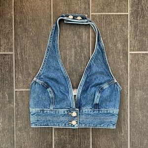 Levi's Daisy Denim Halter Crop Top